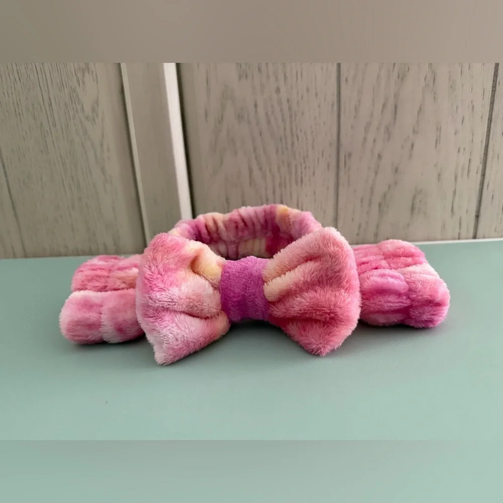 Fuzzy Plush Headband & Wrist Washband Scrunchies Cuffs Set